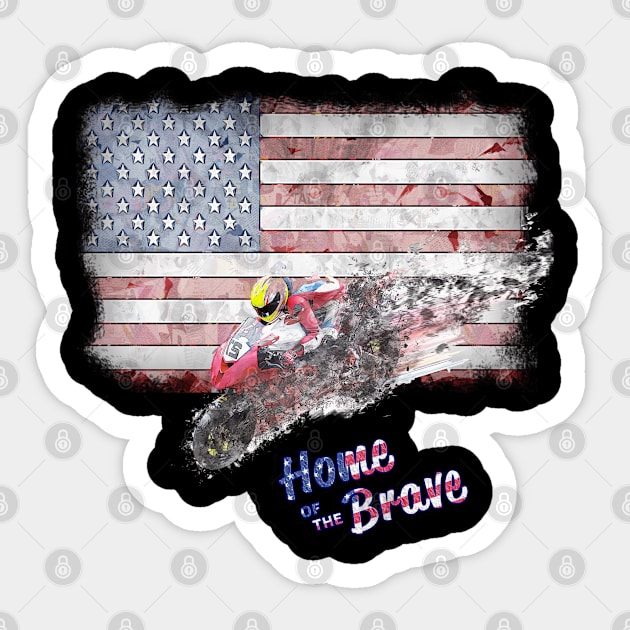 USA flag - home of the brave Sticker by momo1978